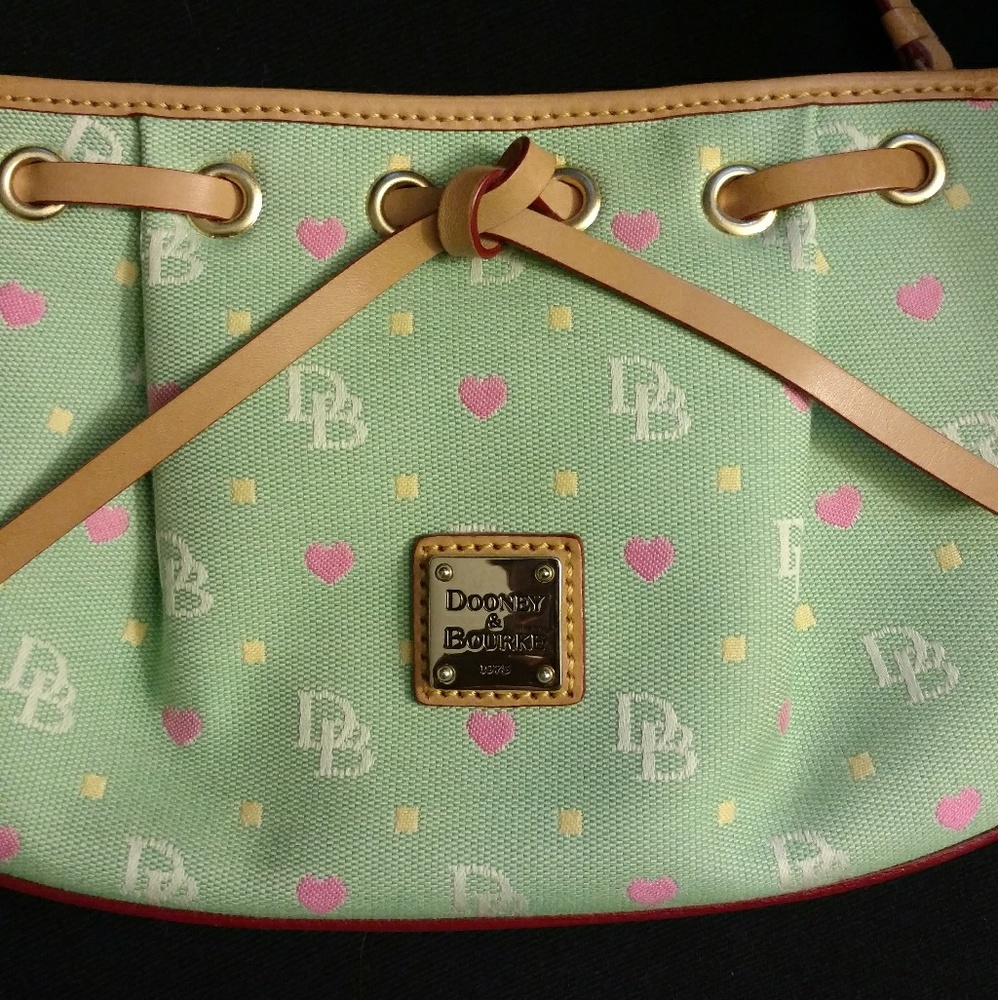 Dooney & Bourke Mint Condition Mini Bag Seafoam Green and Pink Hearts